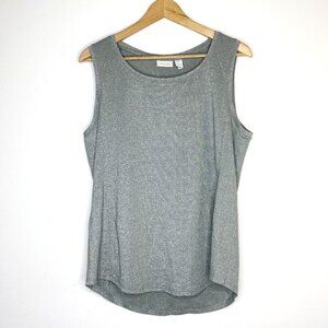 NWT Chico's Shimmer Shirttail Tank Fatigue 3 Cotton Blend Metallic Silver